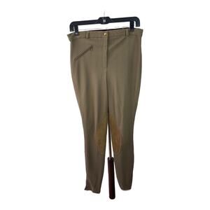 Tuffrider Tan Brown Knee Patch Equestrian Riding Pants Breeches Rib Knit 32 x 28